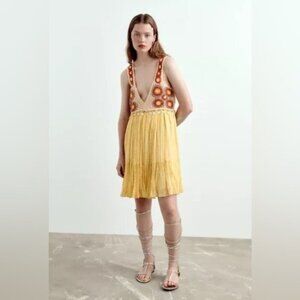 ZARA LIMITED EDITION CROCHET DRESS large boho bohemian festival yellow concert